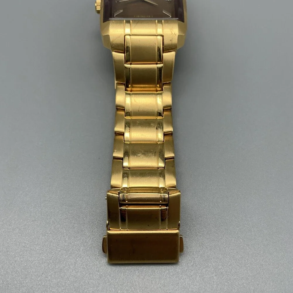 Armitron 20/4501GP Tank Mens Watch 31mm Brown Dial Gold Tone New Battery